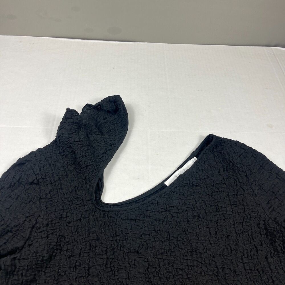 ASTR The Label Crinkle Top Black Asymmetric Y2K Long Sleeve Stretch Shirt XL - Picture 3 of 11